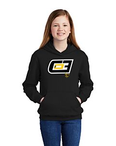 Port & Company® Youth Core Fleece Pullover Hooded Sweatshirt - Front Imprint-Jet Black
