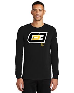 Nike Dri-FIT Cotton/Poly Long Sleeve Tee - Front Imprint-Black